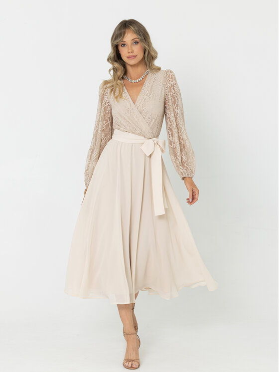 LIDIA KALITA LIDIA KALITA Sukienka koktajlowa Capri Beżowy Flare Fit