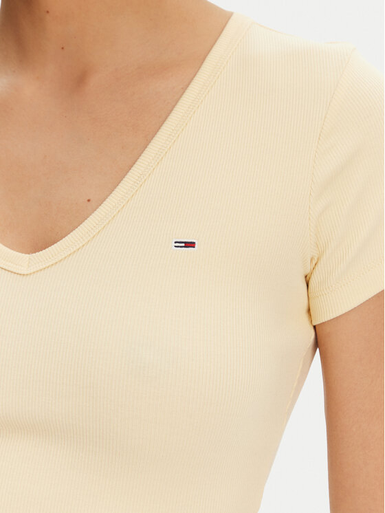 Tommy Jeans Tommy Jeans Marškinėliai Essential DW0DW17385 Geltona Slim Fit