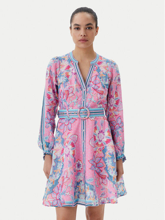 Hale Bob Hale Bob Літня сукня with linen 4ZCA612A Рожевий Regular Fit
