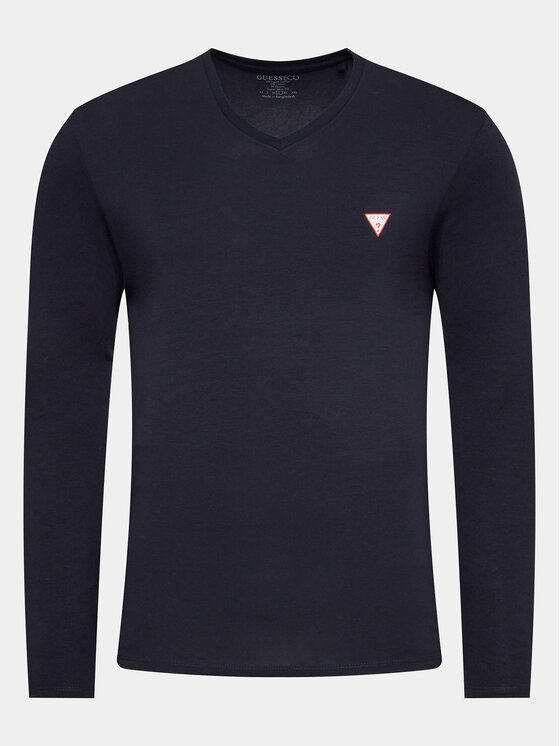 Guess Guess Marškinėliai ilgomis rankovėmis M2YI08 J1314 Tamsiai mėlyna Slim Fit