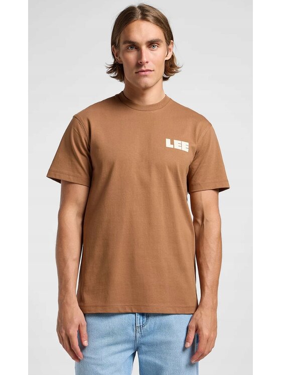 Lee Lee T-Shirt Workwear Graphic Tee Brązowy Relaxed Fit