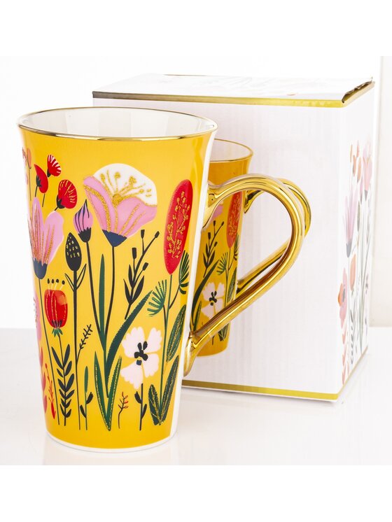 MIAhome MIAhome Kubek porcelanowy 700 ml BLUMEN-I 17x15x10 cm żółty Żółty