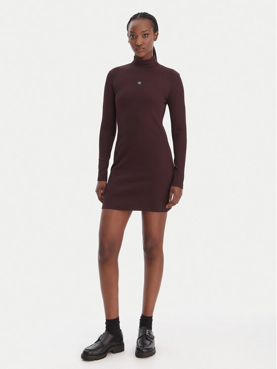 Calvin Klein Jeans Calvin Klein Jeans Každodenní šaty LV047E204G Hnědá Slim Fit