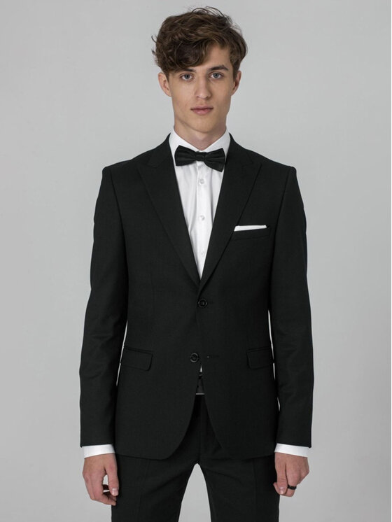 VILLARO VILLARO Marynarka MAR316 Czarny Slim Fit
