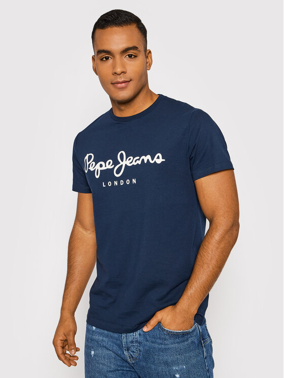 Pepe Jeans T-krekls Original PM508210 Tumši zils Slim Fit