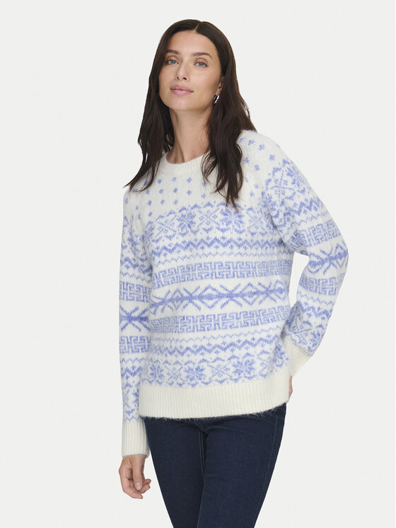 ONLY ONLY Пуловер Xmas Nordic 15354824 Светлосиньо Regular Fit