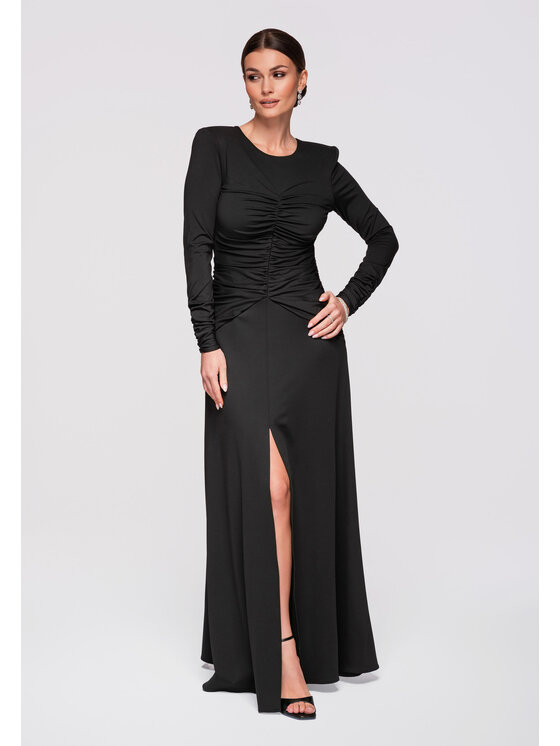 Ombre Ombre Sukienka wieczorowa LA-OM-DLR272 Czarny Slim Fit