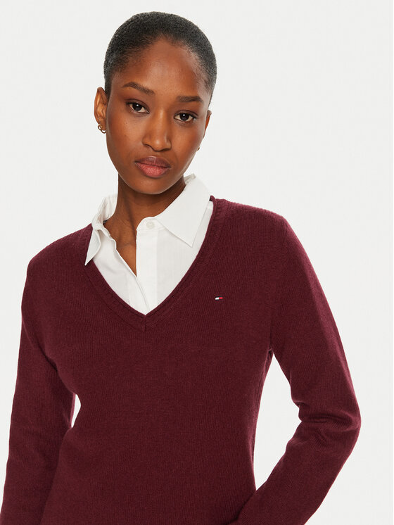 Tommy Hilfiger Tommy Hilfiger Pulover WW0WW43505 Vișiniu Regular Fit