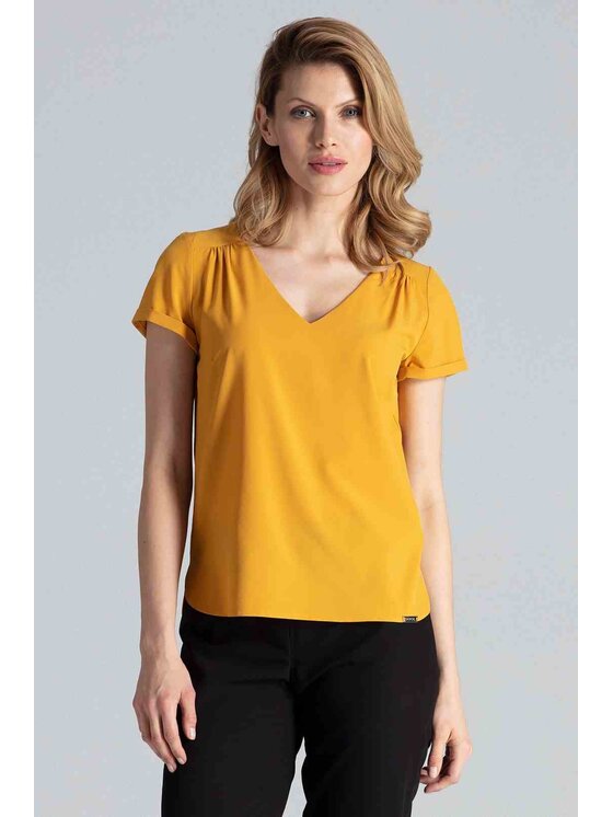 FIGL FIGL Blúzka M665 Žltá Regular Fit
