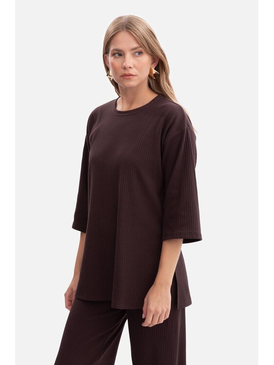 BeWear BeWear Bluzka b301 Brązowy Baggy Fit