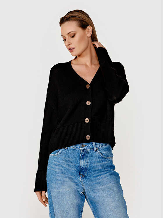 Simple Cardigan SWD006 Negru Regular Fit