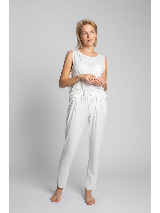 LaLupa LaLupa Spodnie piżamowe LA025 Biały Comfortable Fit