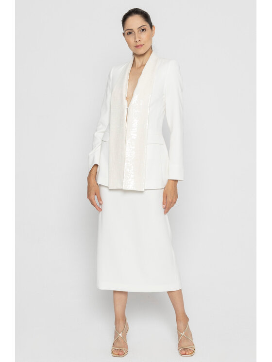 Deni Cler Milano Spódnica ołówkowa, rozmiar 40, Biała, W-DC-7058-D5-H4-11-1