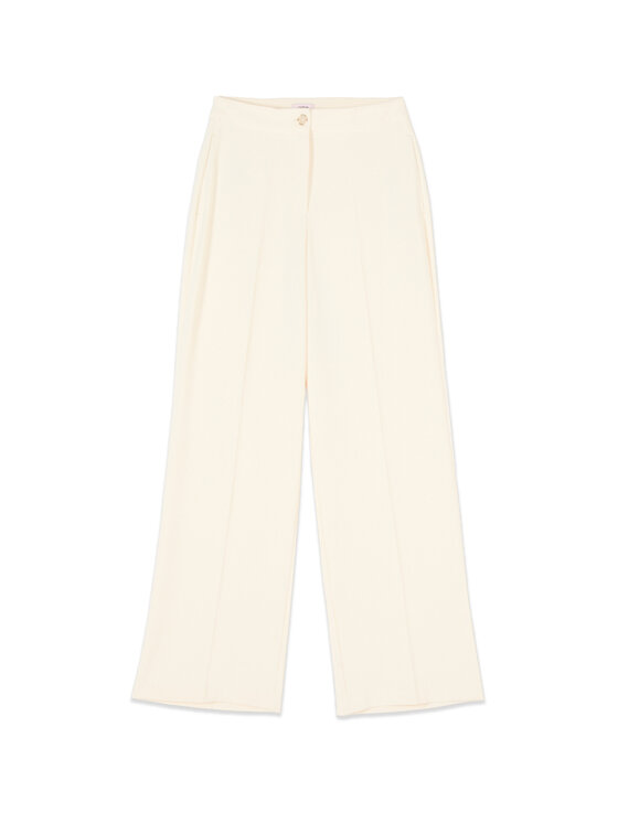 Oltre Oltre Spodnie materiałowe P022R008885N021 Biały Baggy Fit
