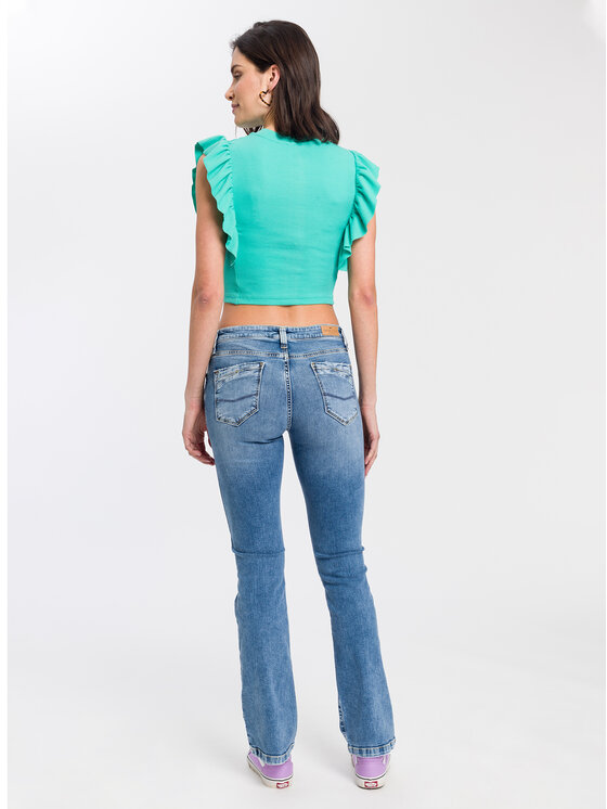 Cross Jeans Cross Jeans Tank top 55959-130 Turkusowy Slim Fit