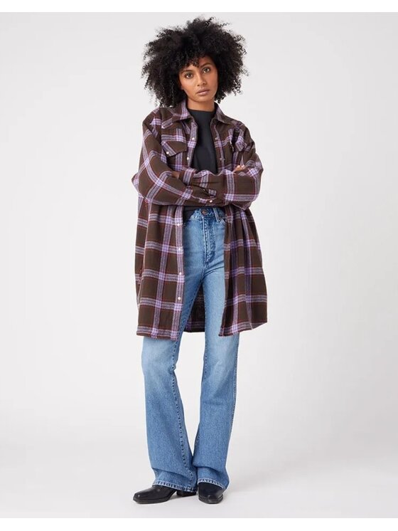 Wrangler Wrangler Sukienka koszulowa Mini Dress Brązowy Basic Fit