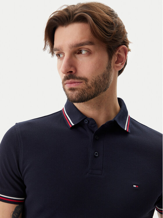Tommy Hilfiger Tommy Hilfiger Pólóing Tipped MW0MW37346 Sötétkék Slim Fit