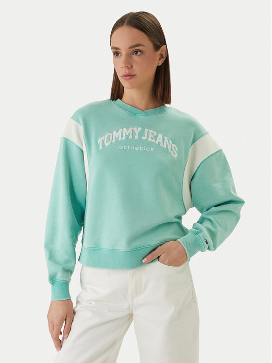 Tommy Jeans Bluză Varsity Crew DW0DW22365 Verde Regular Fit