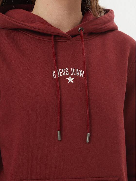 Guess Jeans Guess Jeans Bluza W6BQ04 K5411 Bordowy Regular Fit