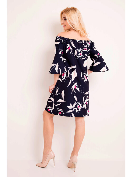 Awama Awama Sukienka letnia L036 Granatowy Basic Fit