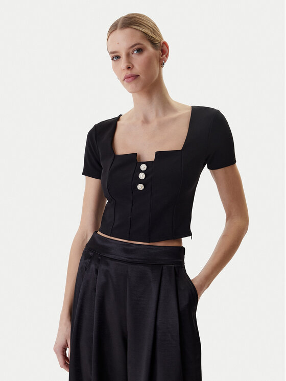 Guess Bluză W6RP08 KCBO2 Negru Classic Fit