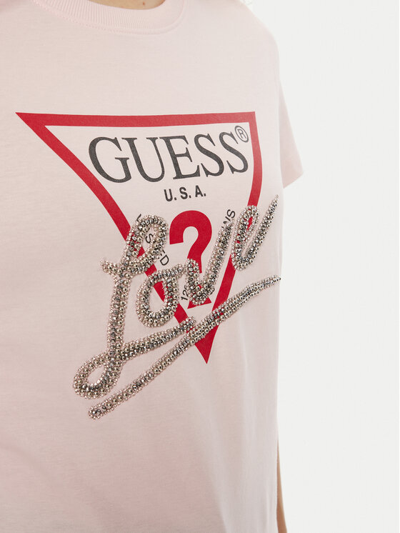 Guess Guess T-Shirt W5RI10 I3Z14 Růžová Regular Fit