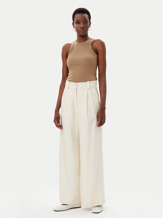 IVY OAK IVY OAK Kalhoty z materiálu Prescilla Ann IO115176 Écru Wide Leg
