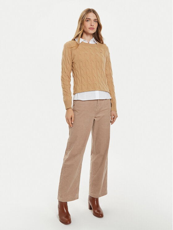 Tommy Hilfiger Tommy Hilfiger Megztinis WW0WW43586 Smėlio Regular Fit