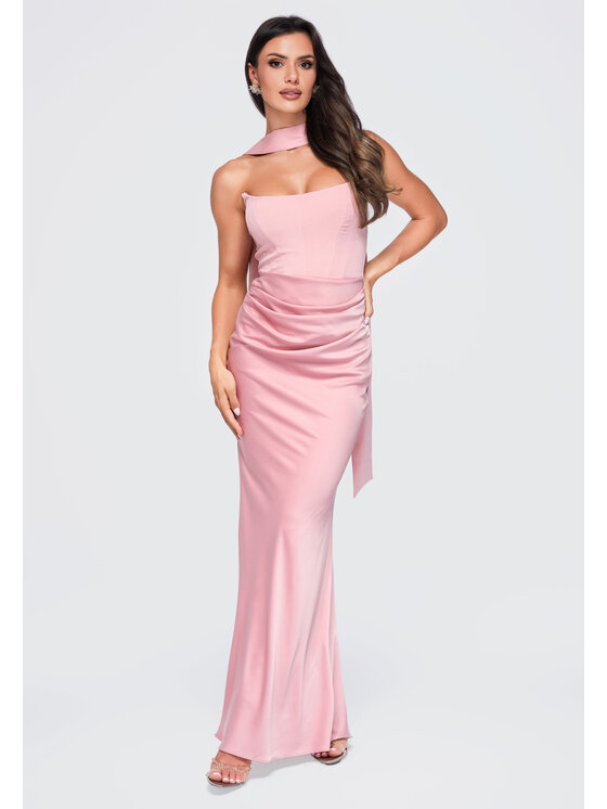 Ombre Ombre Sukienka wieczorowa LA-OM-DLR415 Różowy Slim Fit