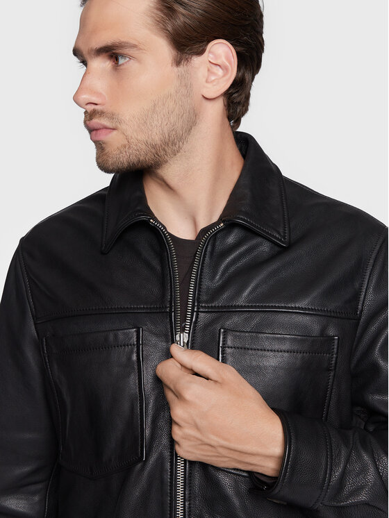 Marc O'Polo Marc O'Polo Шкіряна куртка 228 7004 73024 Чорний Regular Fit