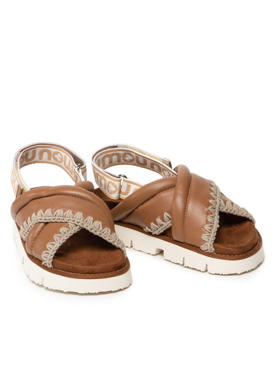 Mou Mou Sandali New Bio # 03 Criss-Cross Upper SW461004C Rjava