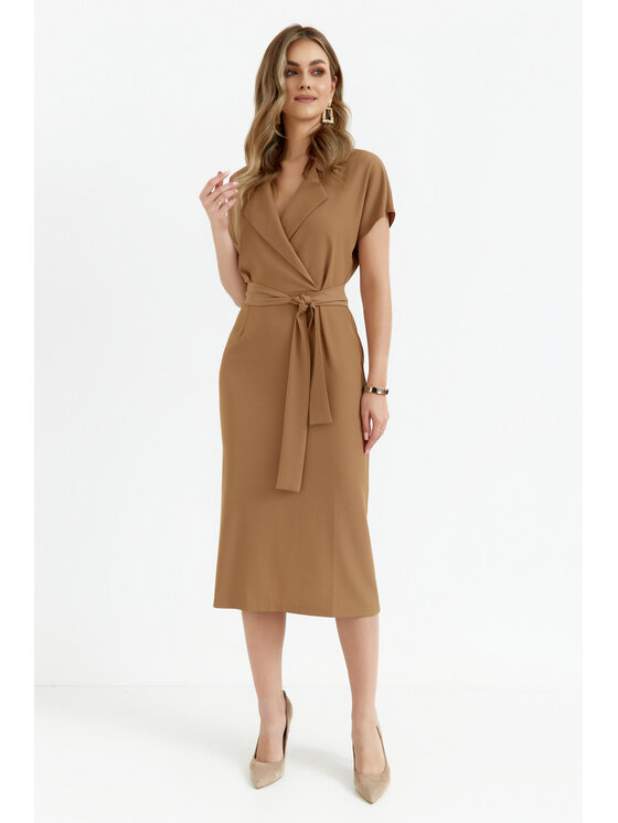 Stylove Stylove Sukienka koktajlowa S363 Beżowy Premium Fit