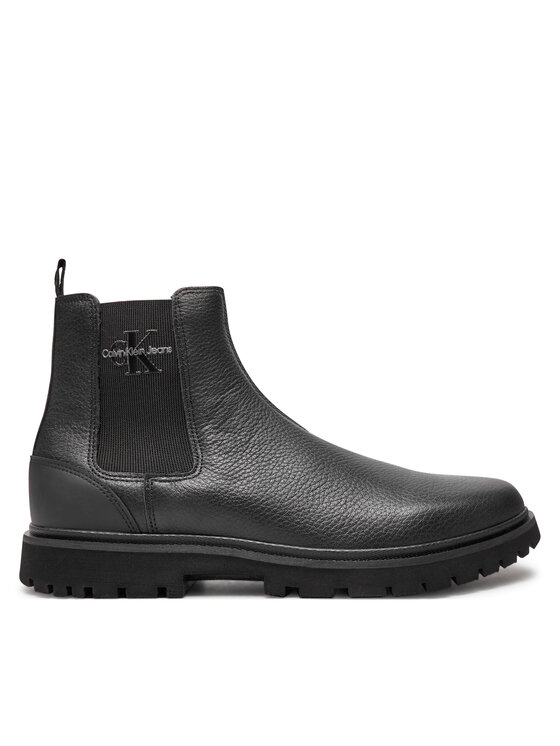 Calvin Klein Jeans Calvin Klein Jeans Kotníková obuv s elastickým prvkem Eva Mid Chelsea Boot Lth YM0YM00750 Černá