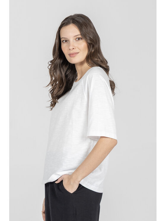 Deni Cler Milano Deni Cler Milano T-Shirt T-DC-T003-F2-10-12-1 Kremowy Loose Fit