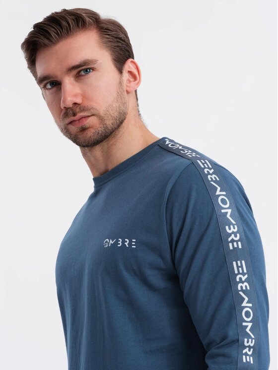Ombre Ombre Longsleeve OM-LSCL-0127 Niebieski Regular Fit