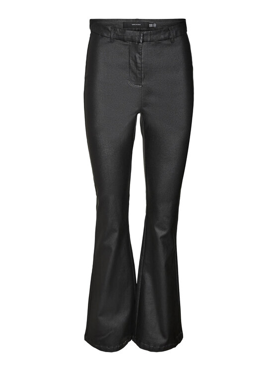 Vero Moda Vero Moda Műbőr nadrág 10300232 Fekete Flared Fit