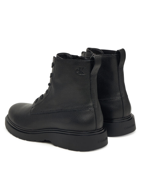 Calvin Klein Calvin Klein Trzewiki Combat Ess Lace Up Zip Boot Lth YM0YM01373 Czarny