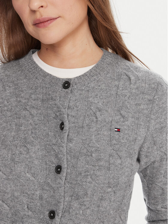 Tommy Hilfiger Tommy Hilfiger Kardiganas WW0WW47463 Pilka Regular Fit