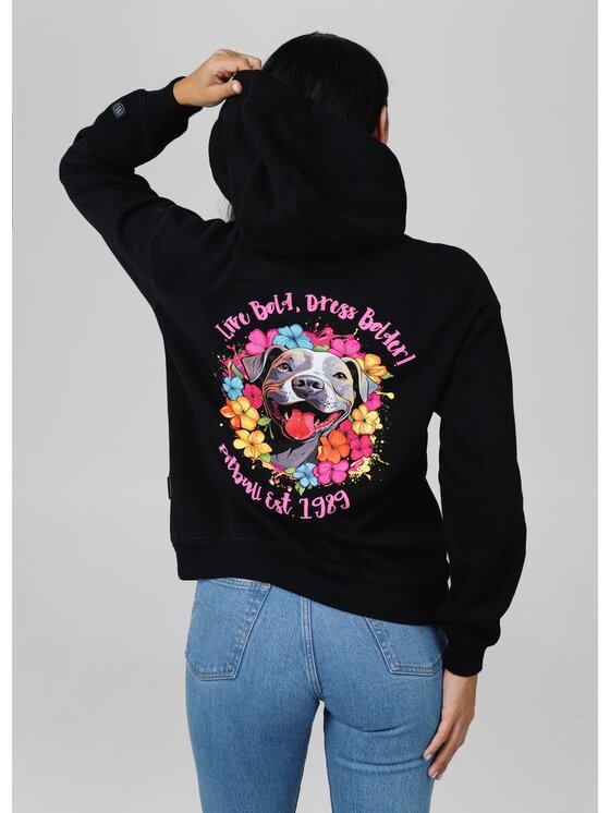 PITBULL PITBULL Bluza Bluza damska z kapturem Happy-Pit M Czarny Regular Fit