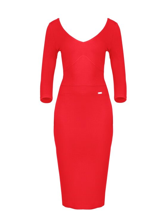 Lenitif Lenitif Sukienka K476 Czerwony Regular Fit