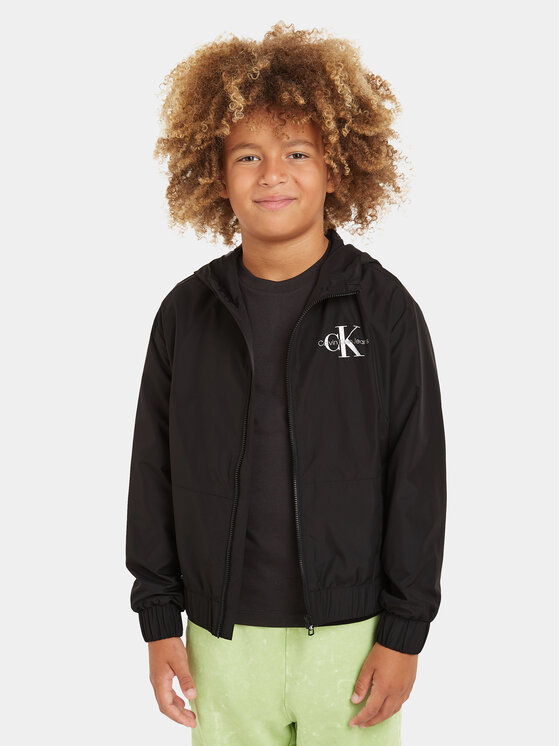 Calvin Klein Jeans Giacca di transizione Monologo Essential IB0IB02091 Nero Regular Fit, taglia : 10Y
