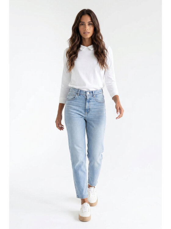 FIGL FIGL Bluzka M1376 Kremowy Regular Fit
