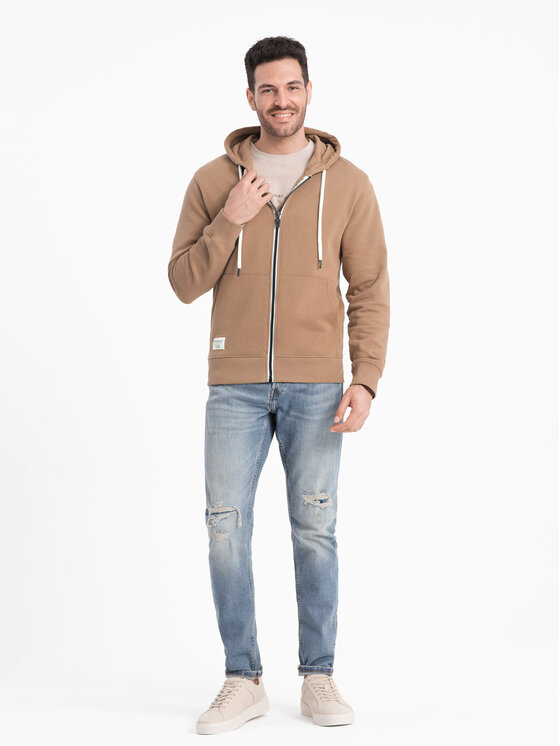 Ombre Ombre Mikina OM-SSBZ-0178 Hnědá Classic Fit