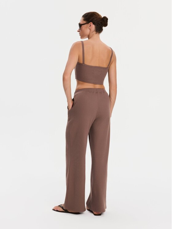 Nudyess Nudyess Top Alex z prążka Brązowy Slim Fit