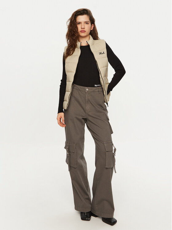 KARL LAGERFELD KARL LAGERFELD Brezrokavnik 246W1512 Bež Slim Fit