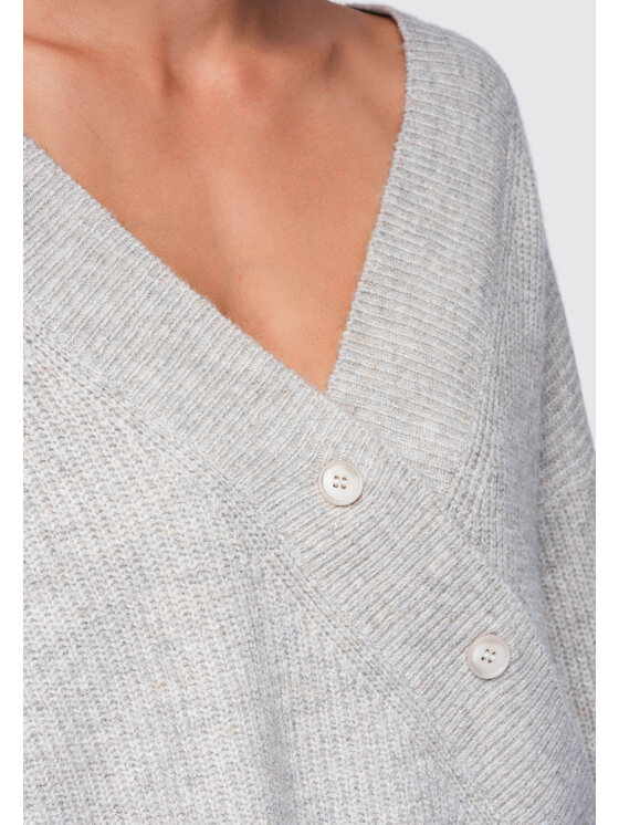 Ombre Ombre Sweter OW-SW-E0013 Szary Relaxed Fit