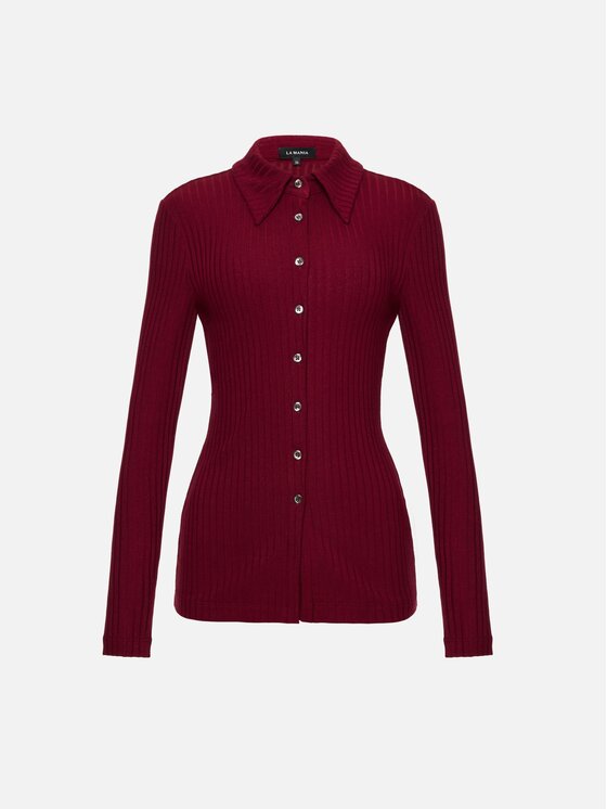 La Mania La Mania Bluzka COMELLE Bordowy Basic Fit