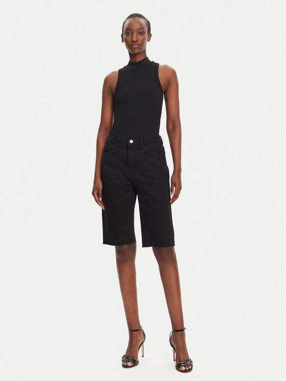 Eleh Eleh Pantaloni scurți de blugi EL027 Negru Regular Fit
