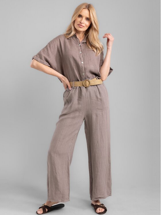 Perso Perso Spodnie damskie PTE255056F Brązowy Regular Fit