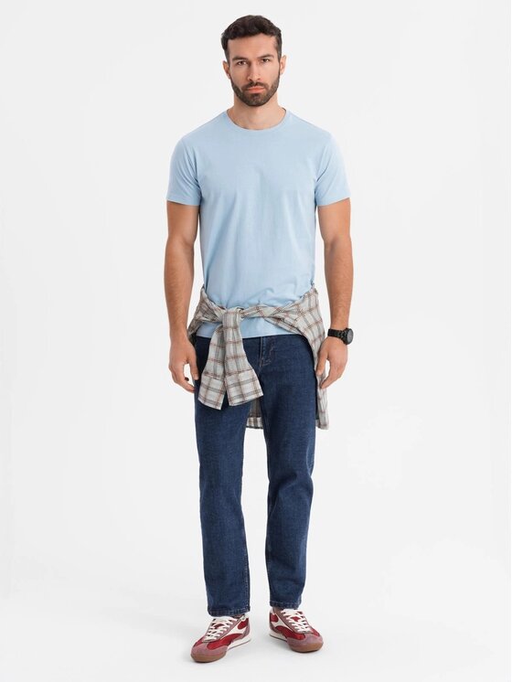 Ombre Ombre T-Shirt OM-TSBS-0236 Niebieski Regular Fit